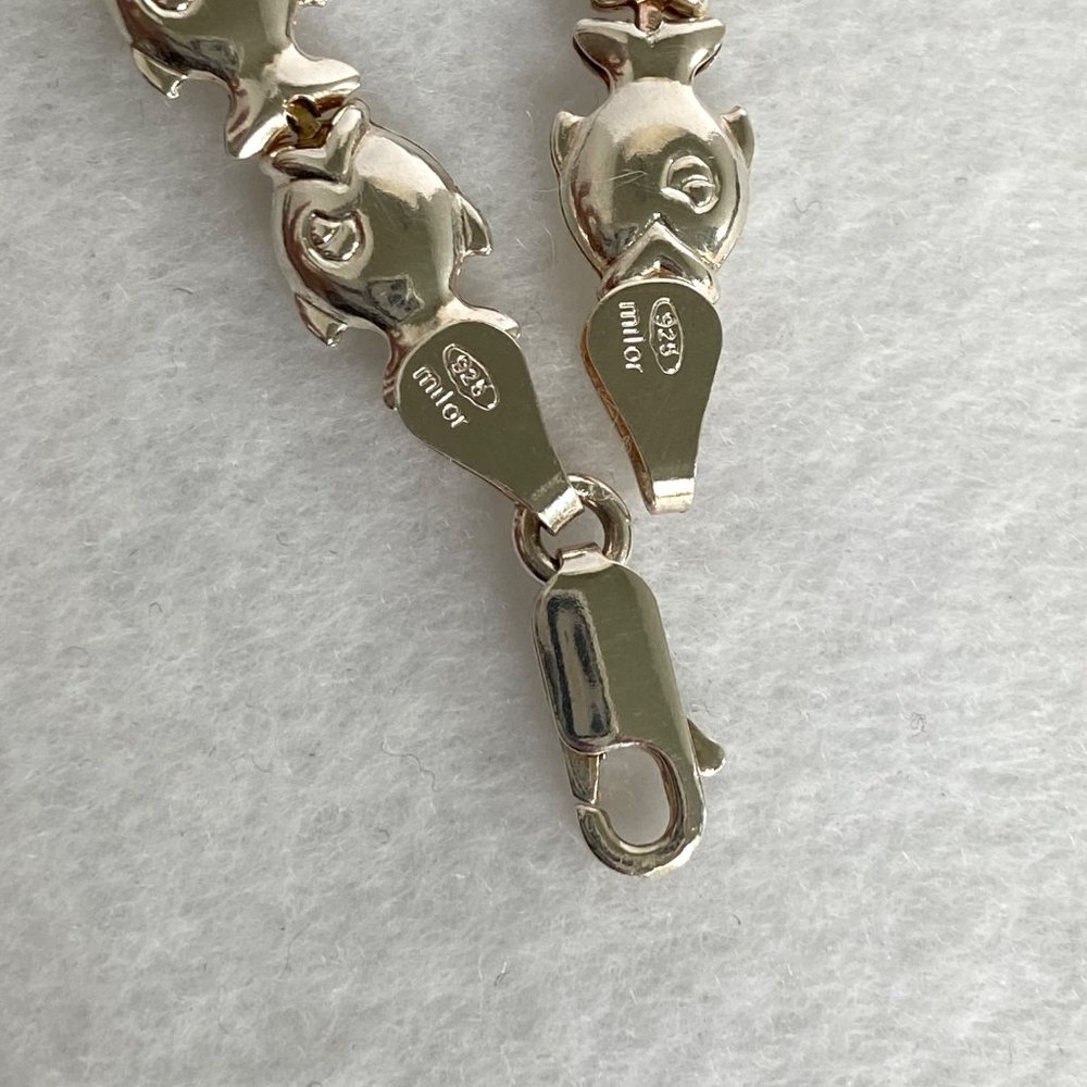 Sterling Silver Milor 925 Italy Hollow Puffy Fish Link Sea Life Bracelet 6-7/8" - Picture 10 of 16